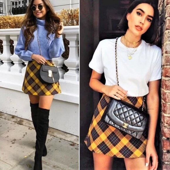 ZARA PLAID MINI SKIRT Y2K AUTUMN COLORS SMALL - Picture 2 of 8